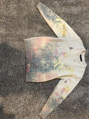 PacSun Pastel Floral Watercolor Crewneck Sweater - Cream